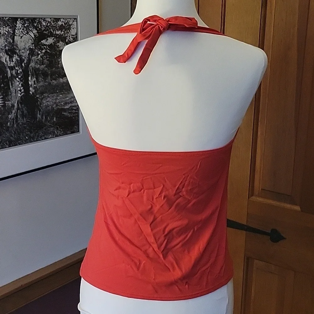 HALTER ROUCHED FRONT SWIM TOP